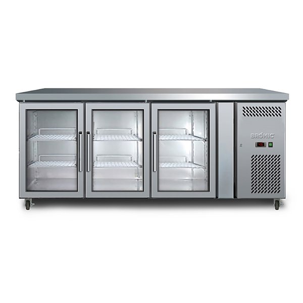 Bromic Commercial 3 Glass Door Under Bench Fridge